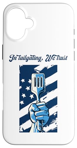 Hülle für iPhone 16 Plus "In Tailgating We Trust" amerikanische Flagge und Spatel von Bioworld