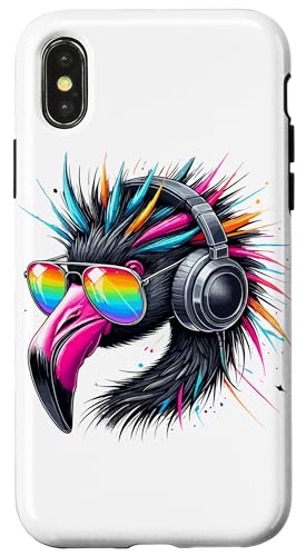 Hülle für iPhone X/XS Pop Art Flamingo Sonnenbrille Kopfhörer Flamingos von Bird Animal Lover Gifts