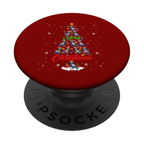 Merry Christmas Group Weihnachtsmanntauben als Weihnachtsbaumbeleuchtung PopSockets mit austauschbarem PopGrip von Bird Christmas Costume