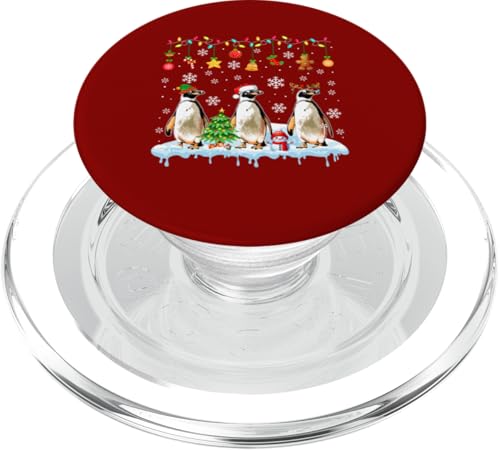 Three Santa Reindeer Elf Penguins Xmas Colorful Lover Kids PopSockets PopGrip für MagSafe von Bird Christmas Costume