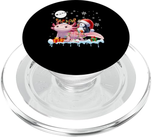 Weihnachtsmann Pinguin reitend Axolotl Rentier Weihnachten Meerestier PopSockets PopGrip für MagSafe von Bird Christmas Costume