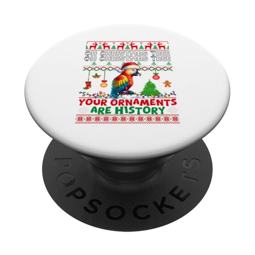 Xmas Tree Ornaments Are History Sweater Santa Macaw PopSockets mit austauschbarem PopGrip von Bird Christmas Costume