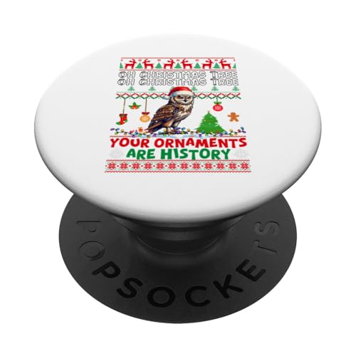 Xmas Tree Ornaments Are History Sweater Santa Owl PopSockets mit austauschbarem PopGrip von Bird Christmas Costume