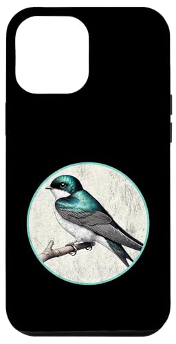 Hülle für iPhone 12 Pro Max Buntes Retro-Baum-Schwalben-Vogel-Design von Bird Fan