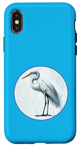 Hülle für iPhone X/XS Buntes Retro-Reihervogel-Design von Bird Fan