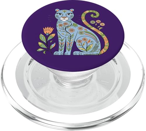 Blaue Katze mit aufwendigen Mustern Tier Natur Kunst PopSockets PopGrip für MagSafe von Birdsnstuff (Anjeanette Hail)