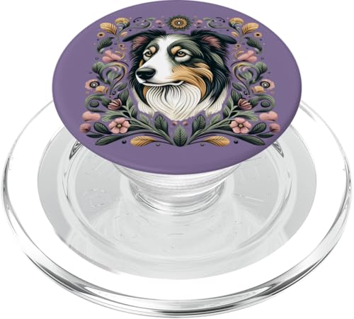 Border Collie Dog Skurrile Botanische Natur Illustration PopSockets PopGrip für MagSafe von Birdsnstuff (Anjeanette Hail)