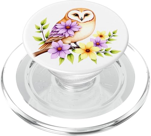 Bunte florale Eulen-Illustration – von der Volkskunst inspirierte Natur PopSockets PopGrip für MagSafe von Birdsnstuff (Anjeanette Hail)