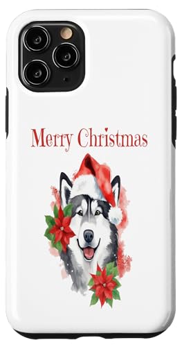 Hülle für iPhone 11 Pro Alaskan Malamute Hund, Weihnachten, Frohe Weihnachten Urlaub von Birdsnstuff (Anjeanette Hail)