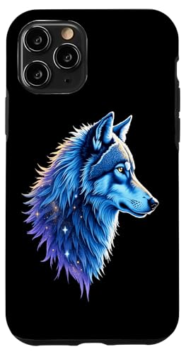 Hülle für iPhone 11 Pro Himmlischer kosmischer Wolf in lila-blauen Farben, Naturliebhaber von Birdsnstuff (Anjeanette Hail)