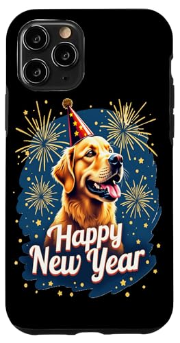 Hülle für iPhone 11 Pro Silvester Golden Retriever Celebration Dog Lovers Design von Birdsnstuff (Anjeanette Hail)