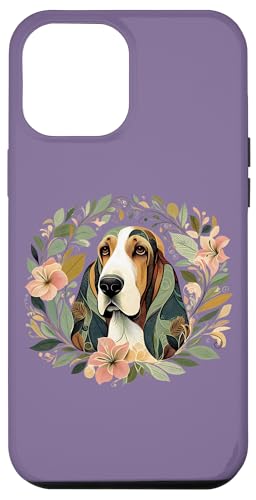 Hülle für iPhone 12 Pro Max Basset Hound Dog Skurrile botanische Illustration von Birdsnstuff (Anjeanette Hail)