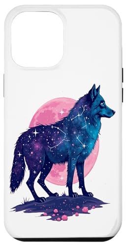 Hülle für iPhone 12 Pro Max Violette himmlische kosmische Wolf-Tier-Illustration von Birdsnstuff (Anjeanette Hail)