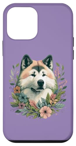 Hülle für iPhone 12 mini Kunstvolle Akita skurrile florale Haustier-Hunde-Illustration von Birdsnstuff (Anjeanette Hail)