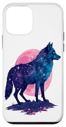 Hülle für iPhone 12 mini Violette himmlische kosmische Wolf-Tier-Illustration von Birdsnstuff (Anjeanette Hail)