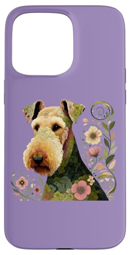 Hülle für iPhone 15 Pro Max Kunstvoller Airedale Terrier: Skurrile florale Hunde-Illustration von Birdsnstuff (Anjeanette Hail)