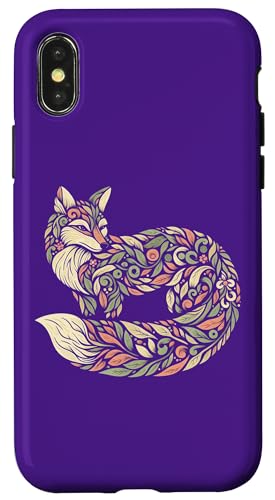 Hülle für iPhone X/XS Botanische Fuchskunst – von der Natur inspiriertes Tierdesign von Birdsnstuff (Anjeanette Hail)