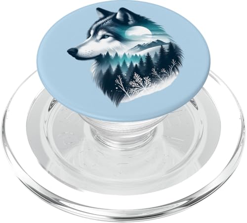 Majestätische Winterwolf-Silhouette – Snowy Mountain Art PopSockets PopGrip für MagSafe von Birdsnstuff (Anjeanette Hail)