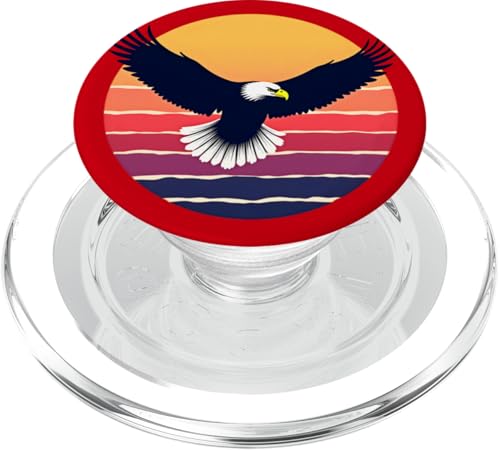 Mutiger aufsteigender Adler mit Retro-Sonnenuntergang-Silhouette PopSockets PopGrip für MagSafe von Birdsnstuff (Anjeanette Hail)