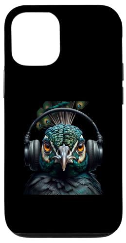 Hülle für iPhone 15 Pro Lustiges Pfauenhemd Vogelbeobachter Vogelliebhaber Kopfhörer Kunst von Birdwatcher Gifts and Birdwatching Shirts