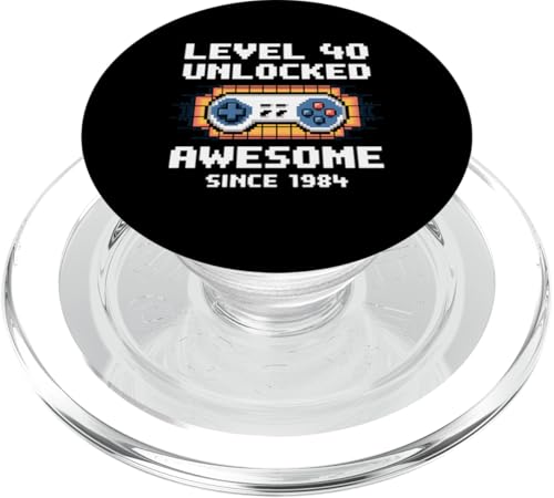 Level 40 Unlocked Fantastisch seit 1984 Geburtstag eines Videospielers PopSockets PopGrip für MagSafe von Birthday 365