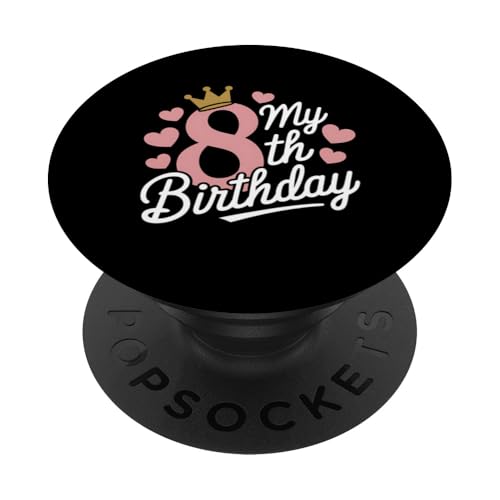 Outfit für Mädchen zum achten Geburtstag, 8 Jahre alt, Geburtstagsparty-Thema PopSockets Klebender PopGrip von Birthday 365