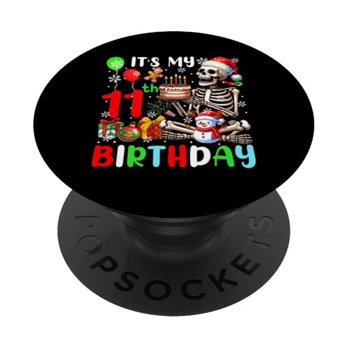 It's My 11th Birthday Christmas Santa Skeleton Funny Party PopSockets mit austauschbarem PopGrip von Birthday Christmas Costume