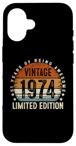 Hülle für iPhone 16 Vintage 1974 Limited Edition 51 Year Old Retro 51st Birthday von Birthday Gifts for Men Women Co.