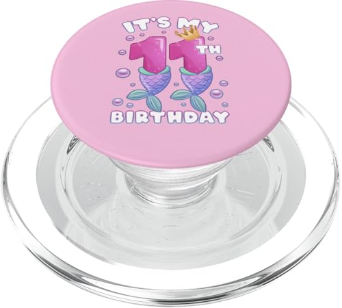 11. Geburtstag, Mädchen, Meerjungfrauenflosse, Nummer 11 PopSockets PopGrip für MagSafe von Birthday Girl by Content Design Studio