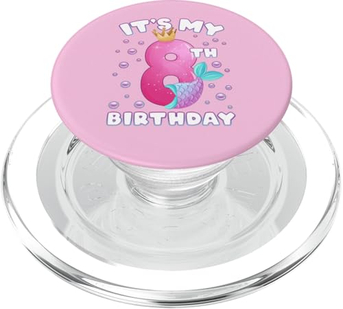 8. Geburtstag, Mädchen, Meerjungfrauenflosse, Nummer 8 PopSockets PopGrip für MagSafe von Birthday Girl by Content Design Studio