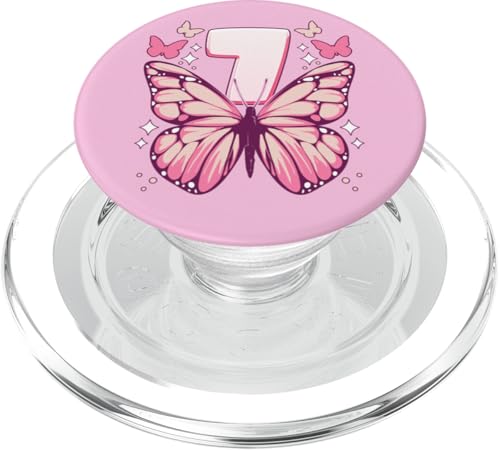 Geburtstag Mädchen 7 Jahre, Schmetterlinge und Nummer 7 PopSockets PopGrip für MagSafe von Birthday Girl by Content Design Studio