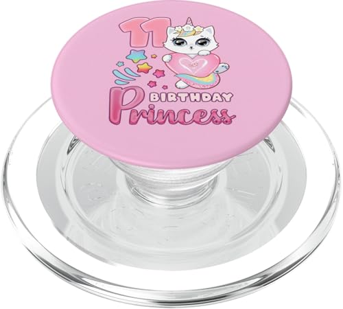 Mädchen, 11. Geburtstag, Einhornkatze, Nummer 11 PopSockets PopGrip für MagSafe von Birthday Girl by Content Design Studio