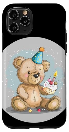 Hülle für iPhone 11 Pro Süßes Teddybär-Kuchen-Design für eine lustige Geburtstagsfeier von Birthday Teddy Bear Outfit