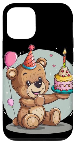 Hülle für iPhone 13 Dynamische Teddybär- und Kuchen-Grafik für einen fröhlichen Anlass von Birthday Teddy Bear Outfit