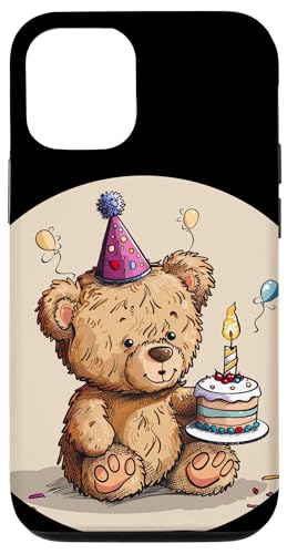 Hülle für iPhone 15 Dynamische Teddybär- und Kuchen-Grafik für eine fröhliche Stimmung von Birthday Teddy Bear Outfit