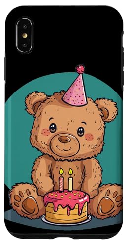 Hülle für iPhone XS Max Witziger Teddybär und Kuchen-Emblem für eine Geburtstagsparty von Birthday Teddy Bear Outfit