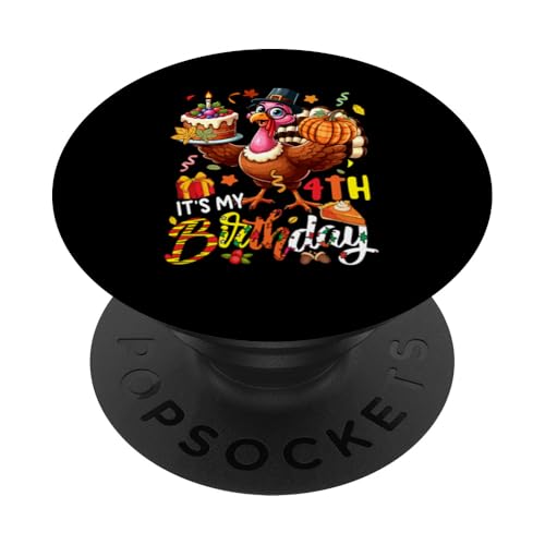 It's My 4th Birthday Thanksgiving Turkey Autumn Funny Party PopSockets mit austauschbarem PopGrip von Birthday Thanksgiving Costume