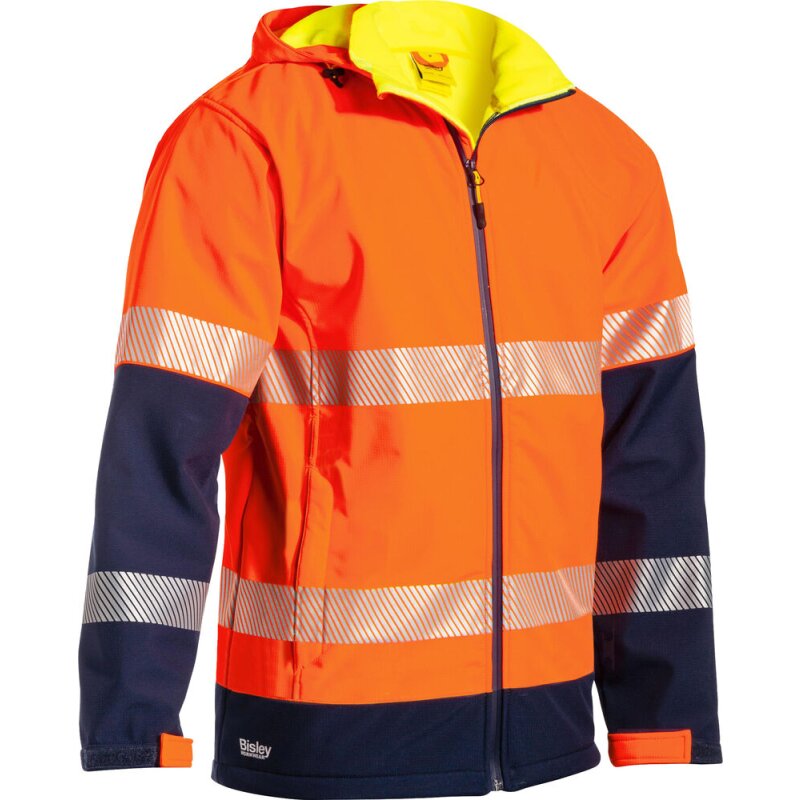 Bisley Warnschutz-Kapuzenjacke HI VIS RIPSTOP gefütterte Regenjacke orange/navy S von Bisley