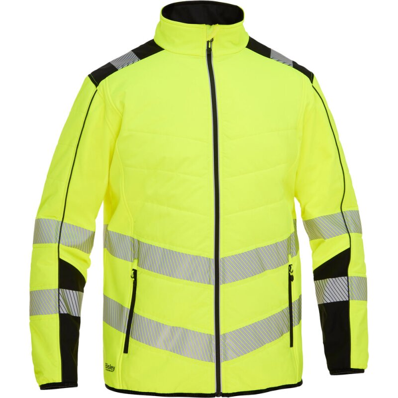 Bisley Warnschutz-Softshelljacke HI VIS ROBEY zwei Reißverschlusstaschen gelb 2XL von Bisley