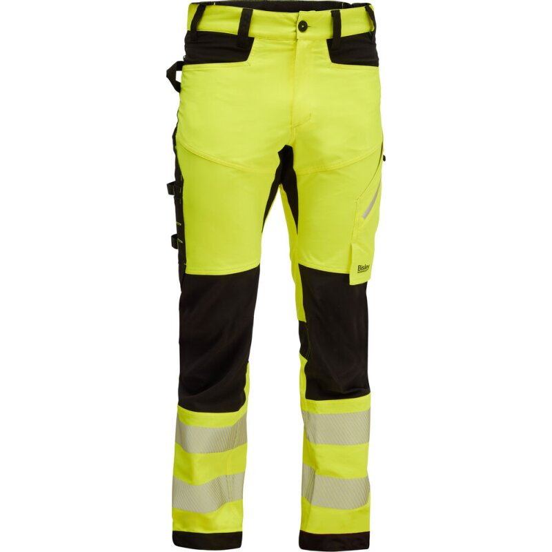 Bisley Warnschutzhose HI VIS BRADFORD Cargohose mit Kniepolstertaschen gelb Gr. 52 von Bisley