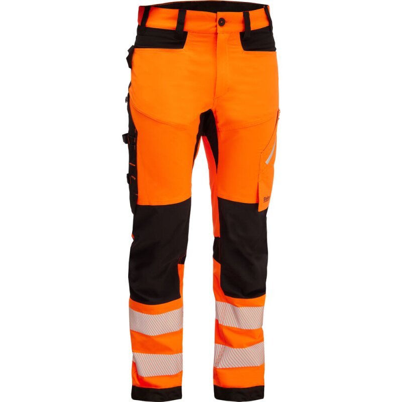 Bisley Warnschutzhose HI VIS BRADFORD Cargohose mit Kniepolstertaschen orange Gr. 50 von Bisley