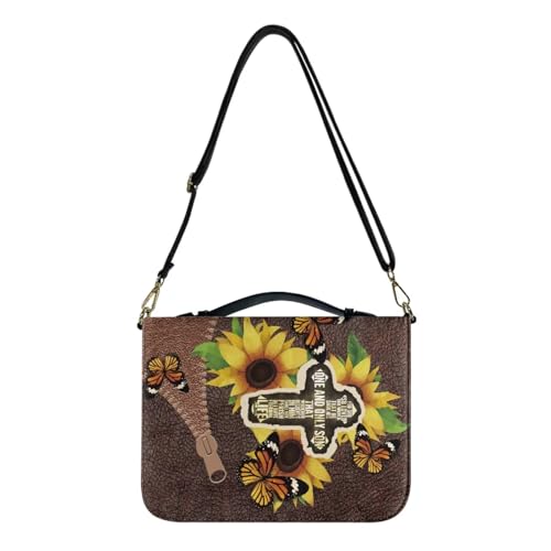 Biyejit Kreuz-Schmetterling-Bibelhülle für Damen, wasserdicht, Crossbody-Tasche mit Schultergurt, stabile Bibelschutztasche für Stifte, Arbeitsbuch, Textmarker, M-2XL von Biyejit