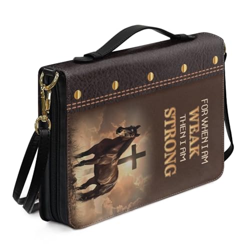 Biyejit Pferde-Bibelhülle für Damen, wasserdicht, Crossbody-Tasche mit Griff und Reißverschluss, stabile Tragetasche für Stifte, Arbeitsbuch, Textmarker, M-2XL von Biyejit