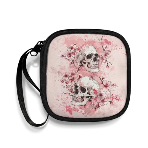 Biyejit Sugar Skull Kopfhörer-Hülle, Reißverschluss, Kopfhörer-Aufbewahrungstasche, Universal-Kopfhörer-Hülle, Gepäckzubehör für USB-Kabel, Schlüssel, Münzen von Biyejit