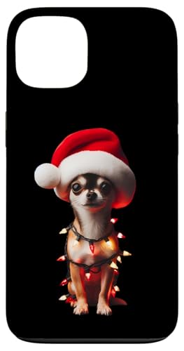 Hülle für iPhone 13 Schwarzer Chihuahua mit Weihnachtsmannmütze, Weihnachtsbeleuchtung, Hundebesitzer von Black Chihuahua Christmas Products