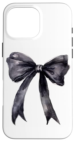 Hülle für iPhone 16 Pro Max Girly | Schleife in Aquarell || Kokette | Ästhetische schwarze Schleife von Black Gothic theme