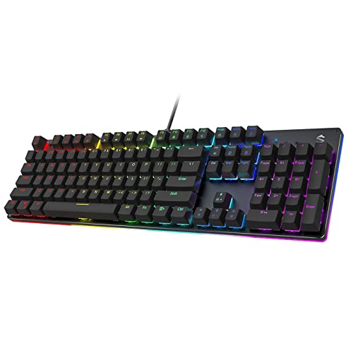 Black Shark Gaming Tastatur Mechanische, Beleuchtete Kabelgebunden Tastatur mit Leise Rote Schalter, Anti-Ghosting 105 Tasten, Deutsches-Layout Tastatur Für PC Gamers, Windows, PS5, PS4 von Black Shark