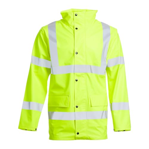 Blackrock Hi Vis Regenjacke, gelb, PU-beschichtet, leicht, wasserdicht, hohe Sichtbarkeit, reflektierende Regenjacke, Kapuze, Cargotaschen, 5XL Blackrock Hi Vis Regenjacke, gelb, PU-beschichtet, leicht, wasserdicht, hohe Sichtbarkeit, reflektierende Regenjacke, Kapuze, Cargotaschen, 5XL von Blackrock