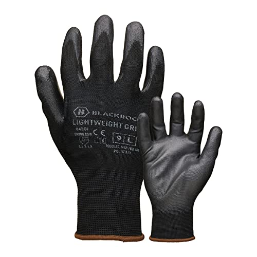 Blackrock Leichte Griff-Arbeitshandschuhe, PU-Handflächenbeschichtung für präzise Handhabung und guten trockenen Griff, Größe 11/2XL von Blackrock