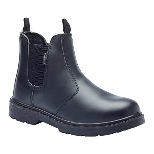 Blackrock Safety Dealer-Stiefel in Schwarz mit Stahlkappe und Schutz-Zwischensohle aus Stahl. Arbeitsstiefel mit Stahlkappe, ideal für Bau, Landwirtschaft und Uniformen. von Blackrock